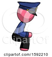 Poster, Art Print Of Pink Police Man Squatting Facing Right