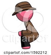 Poster, Art Print Of Pink Detective Man Squatting Facing Left