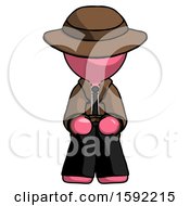 Poster, Art Print Of Pink Detective Man Squatting Facing Front