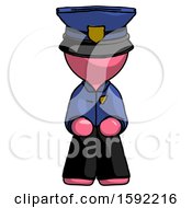 Poster, Art Print Of Pink Police Man Squatting Facing Front