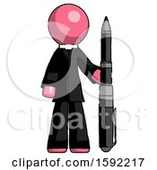 Pink Clergy Man Holding Large Pen