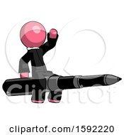Poster, Art Print Of Pink Clergy Man Riding A Pen Like A Giant Rocket
