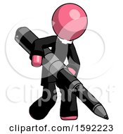 Poster, Art Print Of Pink Clergy Man Writing With A Really Big Pen