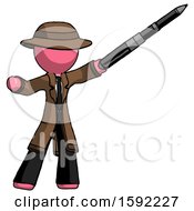 Pink Detective Man Demonstrating That Indeed The Pen Is Mightier