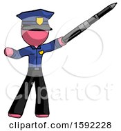 Pink Police Man Demonstrating That Indeed The Pen Is Mightier