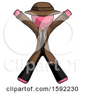 Poster, Art Print Of Pink Detective Man Jumping Or Flailing