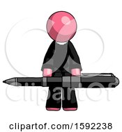 Poster, Art Print Of Pink Clergy Man Weightlifting A Giant Pen