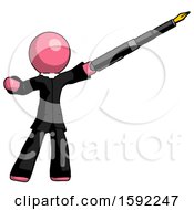 Poster, Art Print Of Pink Clergy Man Pen Is Mightier Than The Sword Calligraphy Pose