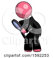 Poster, Art Print Of Pink Clergy Man Inspecting With Large Magnifying Glass Left