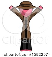 Pink Detective Man With Arms Out Joyfully
