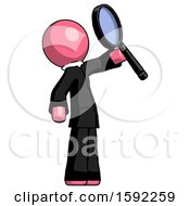 Poster, Art Print Of Pink Clergy Man Inspecting With Large Magnifying Glass Facing Up