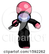 Poster, Art Print Of Pink Clergy Man Looking Down Through Magnifying Glass