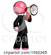 Poster, Art Print Of Pink Clergy Man Shouting Into Megaphone Bullhorn Facing Right