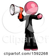 Pink Clergy Man Shouting Into Megaphone Bullhorn Facing Left