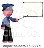 Poster, Art Print Of Pink Police Man Giving Presentation In Front Of Dry-Erase Board