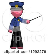 Pink Police Man Teacher Or Conductor With Stick Or Baton Directing