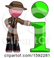 Poster, Art Print Of Pink Detective Man With Info Symbol Leaning Up Against It
