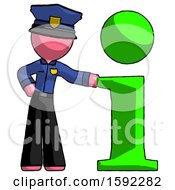 Poster, Art Print Of Pink Police Man With Info Symbol Leaning Up Against It