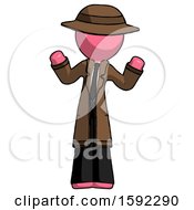 Poster, Art Print Of Pink Detective Man Shrugging Confused