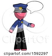 Poster, Art Print Of Pink Police Man With Word Bubble Talking Chat Icon