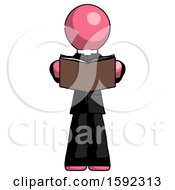 Poster, Art Print Of Pink Clergy Man Reading Book While Standing Up Facing Viewer