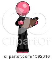 Poster, Art Print Of Pink Clergy Man Reading Book While Standing Up Facing Away
