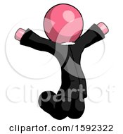 Poster, Art Print Of Pink Clergy Man Jumping Or Kneeling With Gladness