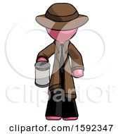 Poster, Art Print Of Pink Detective Man Begger Holding Can Begging Or Asking For Charity