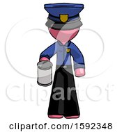 Poster, Art Print Of Pink Police Man Begger Holding Can Begging Or Asking For Charity