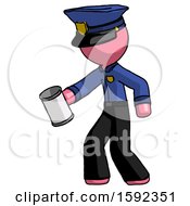 Poster, Art Print Of Pink Police Man Begger Holding Can Begging Or Asking For Charity Facing Left