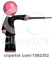 Poster, Art Print Of Pink Clergy Man Standing With Ninja Sword Katana Pointing Right
