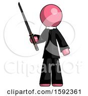 Poster, Art Print Of Pink Clergy Man Standing Up With Ninja Sword Katana