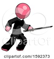 Poster, Art Print Of Pink Clergy Man Stabbing With Ninja Sword Katana