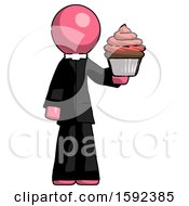 Pink Clergy Man Presenting Pink Cupcake To Viewer