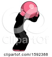 Poster, Art Print Of Pink Clergy Man With Headache Or Covering Ears Turned To His Right