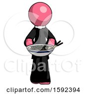 Poster, Art Print Of Pink Clergy Man Serving Or Presenting Noodles