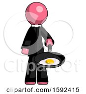 Pink Clergy Man Frying Egg In Pan Or Wok