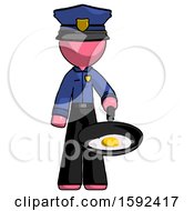 Poster, Art Print Of Pink Police Man Frying Egg In Pan Or Wok