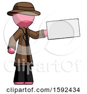 Poster, Art Print Of Pink Detective Man Holding Large Envelope