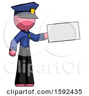 Poster, Art Print Of Pink Police Man Holding Large Envelope