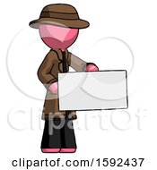 Poster, Art Print Of Pink Detective Man Presenting Large Envelope