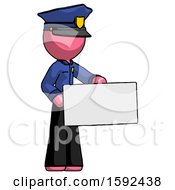 Poster, Art Print Of Pink Police Man Presenting Large Envelope
