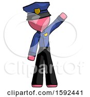 Poster, Art Print Of Pink Police Man Waving Emphatically With Left Arm