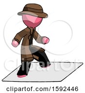 Poster, Art Print Of Pink Detective Man On Postage Envelope Surfing