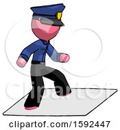 Poster, Art Print Of Pink Police Man On Postage Envelope Surfing