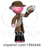 Poster, Art Print Of Pink Detective Man Holding Football Up