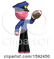 Poster, Art Print Of Pink Police Man Holding Football Up