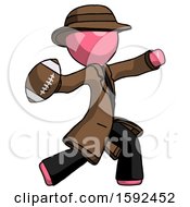 Poster, Art Print Of Pink Detective Man Throwing Football