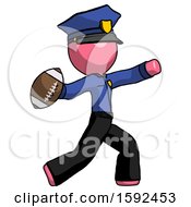 Poster, Art Print Of Pink Police Man Throwing Football