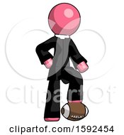 Poster, Art Print Of Pink Clergy Man Standing With Foot On Football